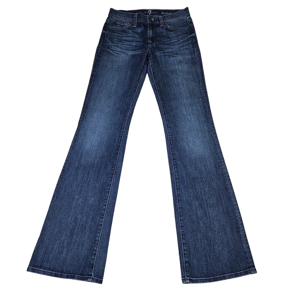 7 For All Mankind Bootcut Jeans Women Low Rise Stretch Denim Blue Western 27 - Picture 5 of 16
